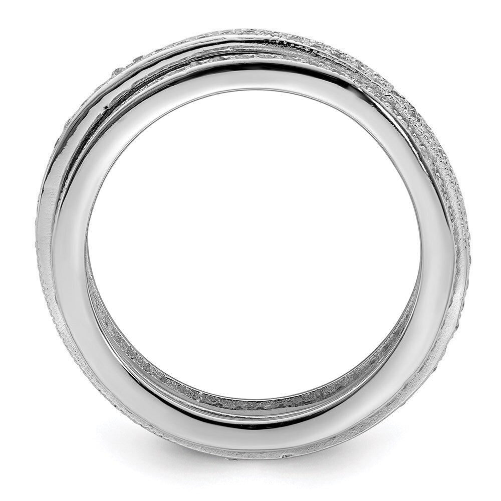 Sterling Silver Polished Rhodium-plated CZ Pav� Eternity Motion Ring