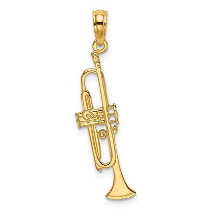 14k Yellow Gold Polished Trumpet Charm Pendant for Women