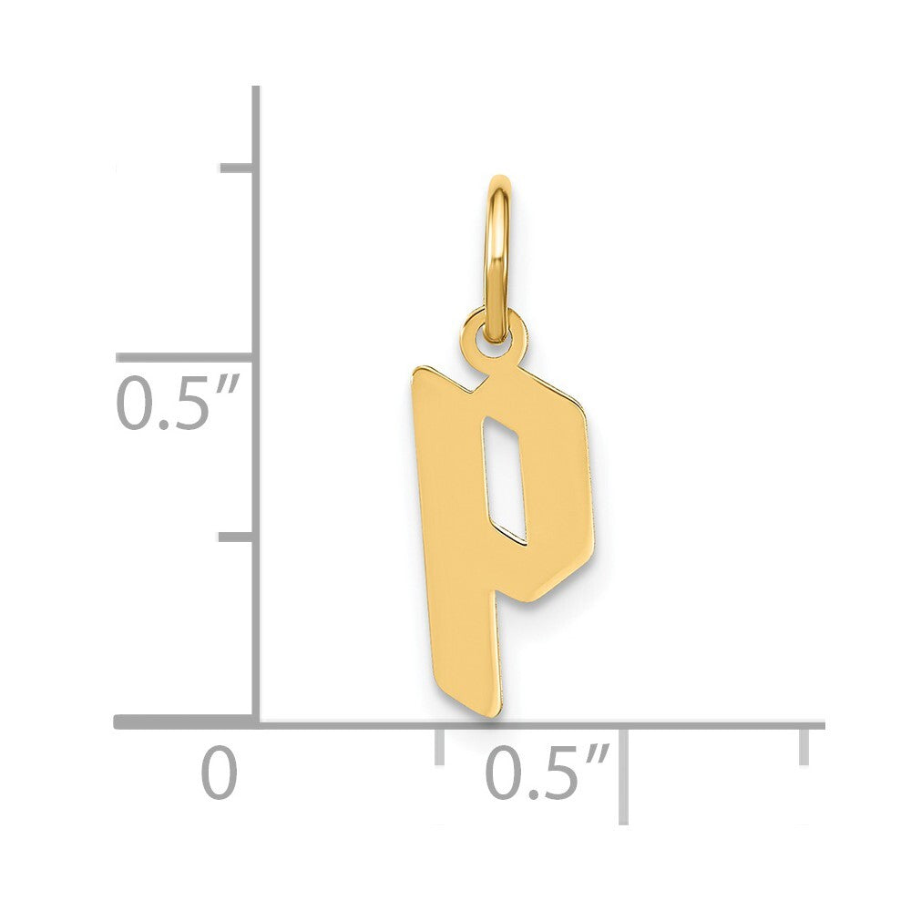 14k Yellow Gold Lowercase Letter P Initial Pendant for Women