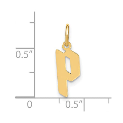 14k Yellow Gold Lowercase Letter P Initial Pendant for Women