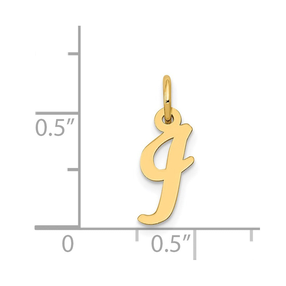 14k Yellow Gold Small Script Letter I Initial Charm Pendant for Women