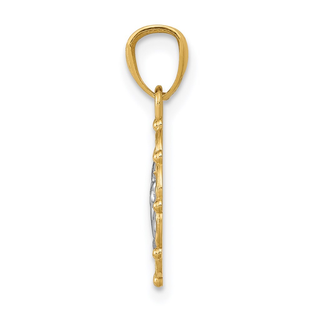 14k Yellow Gold Rhodium Framed Cherub Pendant for Women