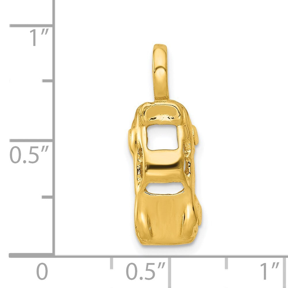 14k Yellow Gold 3D Sports Car Charm Pendant for Women