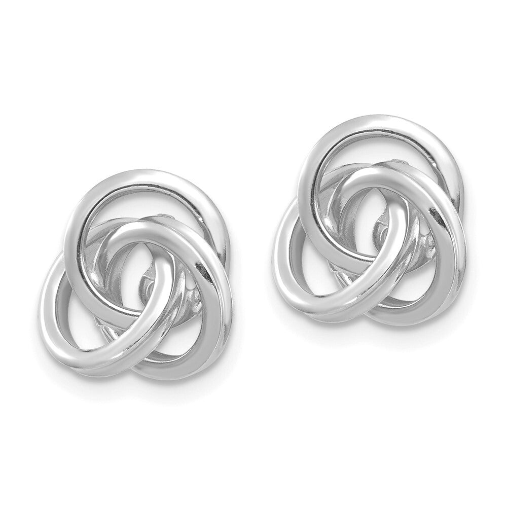14K White Gold Polished Love Knot Earring Jackets Gift for Women