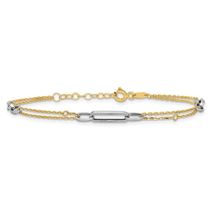 14K Two-tone  and Diamond-cut 3-Station 6.5" Bracelet Plus 0.75" Extender
