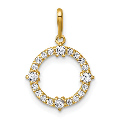 14k Yellow Gold Polished CZ Open Circle Pendant