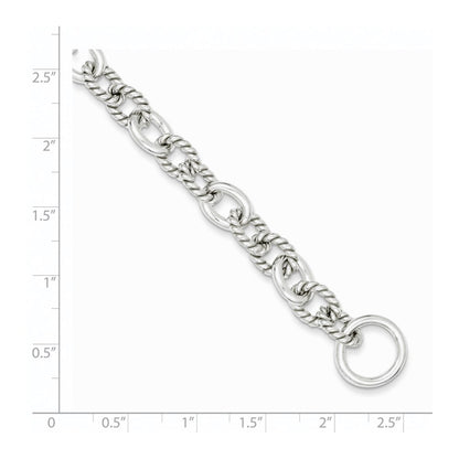Sterling Silver 7.75inch Polished Fancy Link Toggle Bracelet