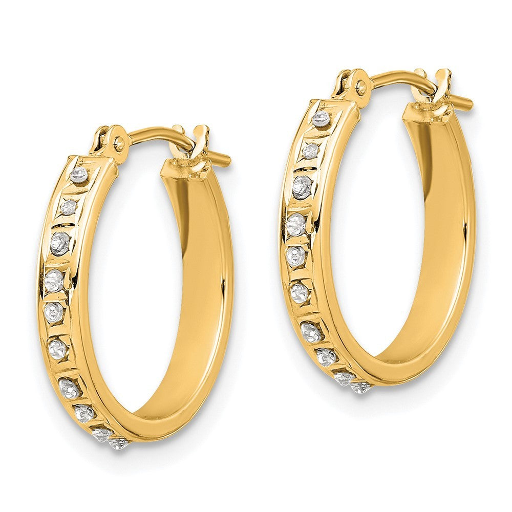 14k Yellow Gold Diamond Fascination Polished Hoop Earrings