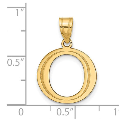 14k Yellow Gold Polished Etched Letter O Initial Pendant for Women