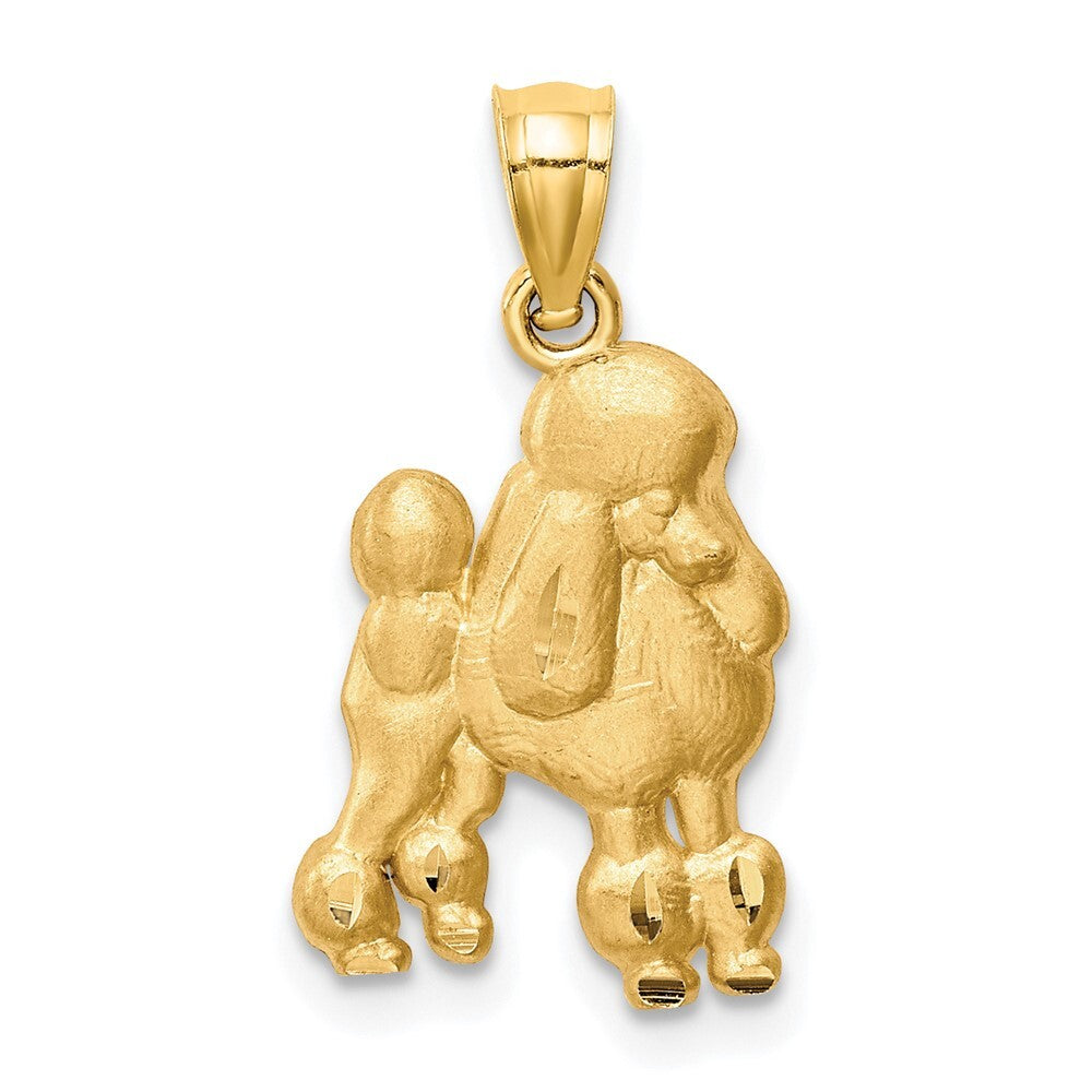 14k Yellow Gold Diamond-cut Poodle Pendant for Women