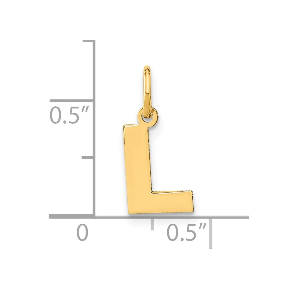 14k Yellow Gold Letter L Initial Pendant for Women