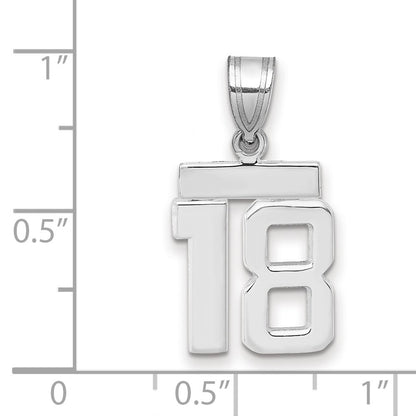 14k White Gold Small Polished Number 18 Charm Pendant