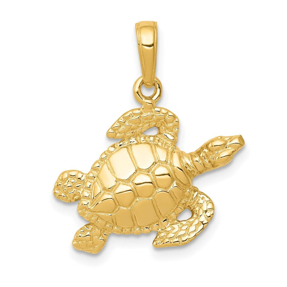 14k Yellow Gold Sea Turtle Pendant for Women