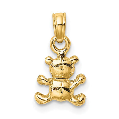 14k Yellow Gold 3-D Mini Teddy Bear Charm