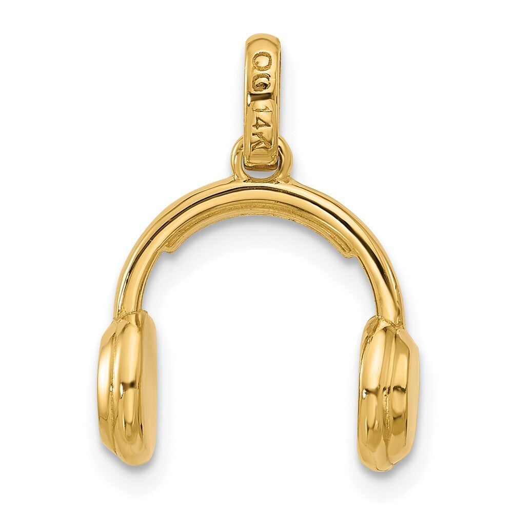 14k Yellow Gold Fancy Headphones Pendant for Women