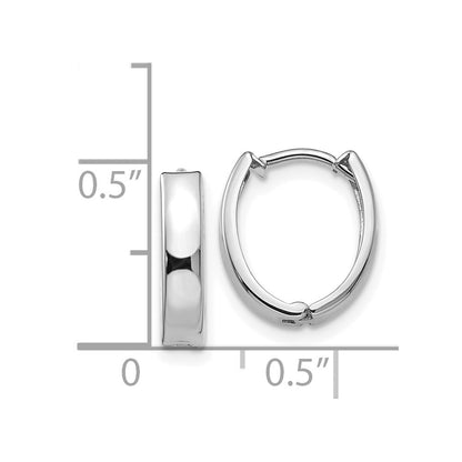 14k White Gold Polished Hinged Hoop Earrings Gift for Women