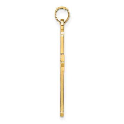 14k Yellow Gold Polished and Cut-Out Cross Charm Pendant for Women