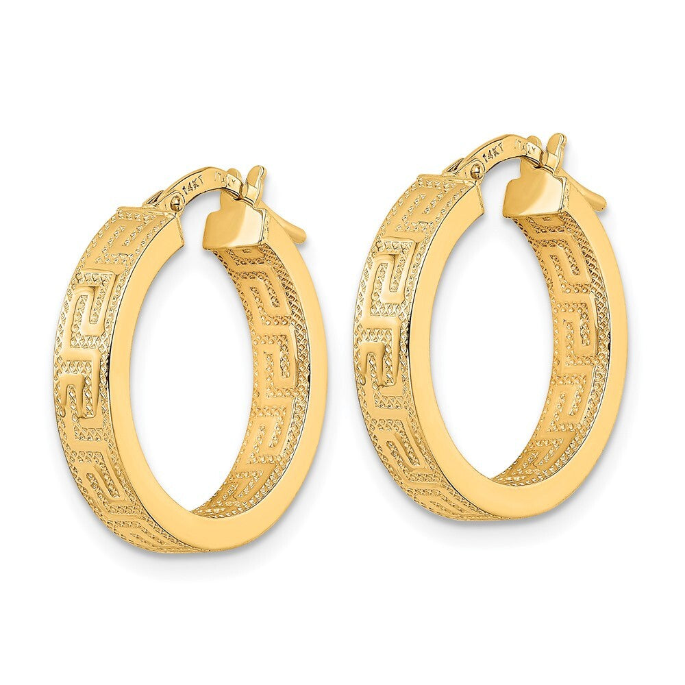 14k Yellow Gold Polished Hoop Earrings Gift for Women
