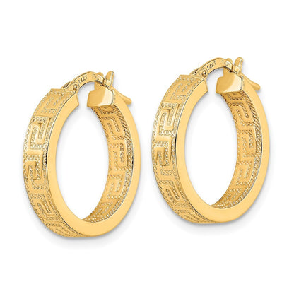 14k Yellow Gold Polished Hoop Earrings Gift for Women