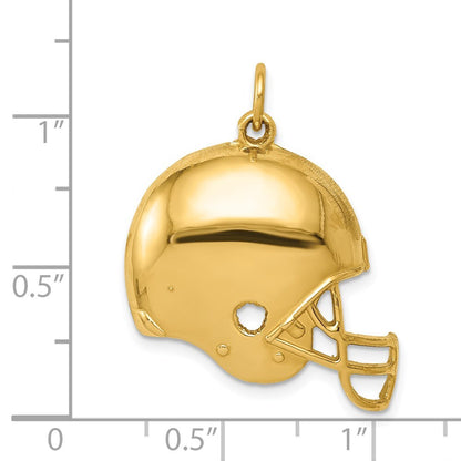 14k Yellow Gold Polished Football Helmet Pendant for Women