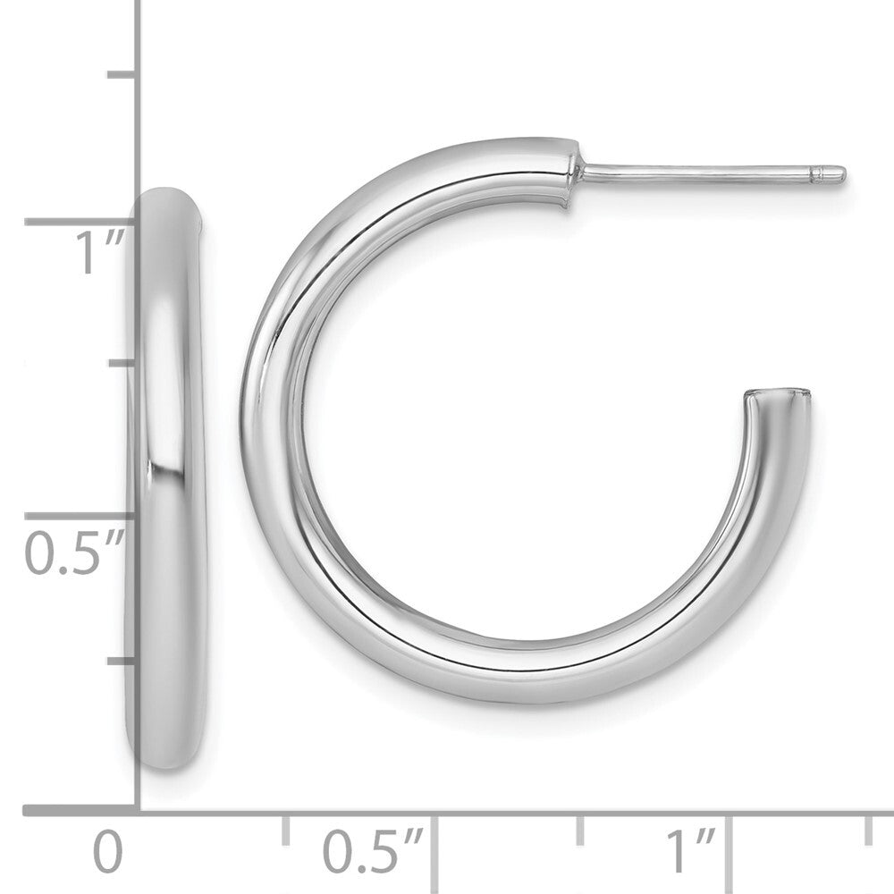 14k Yellow Gold Polished 3.0 x 25mm Tube C-Hoop Earrings Gift for Women