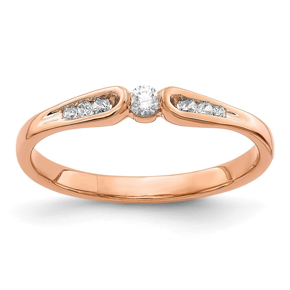 14k Rose Gold Diamond Ring Size 7