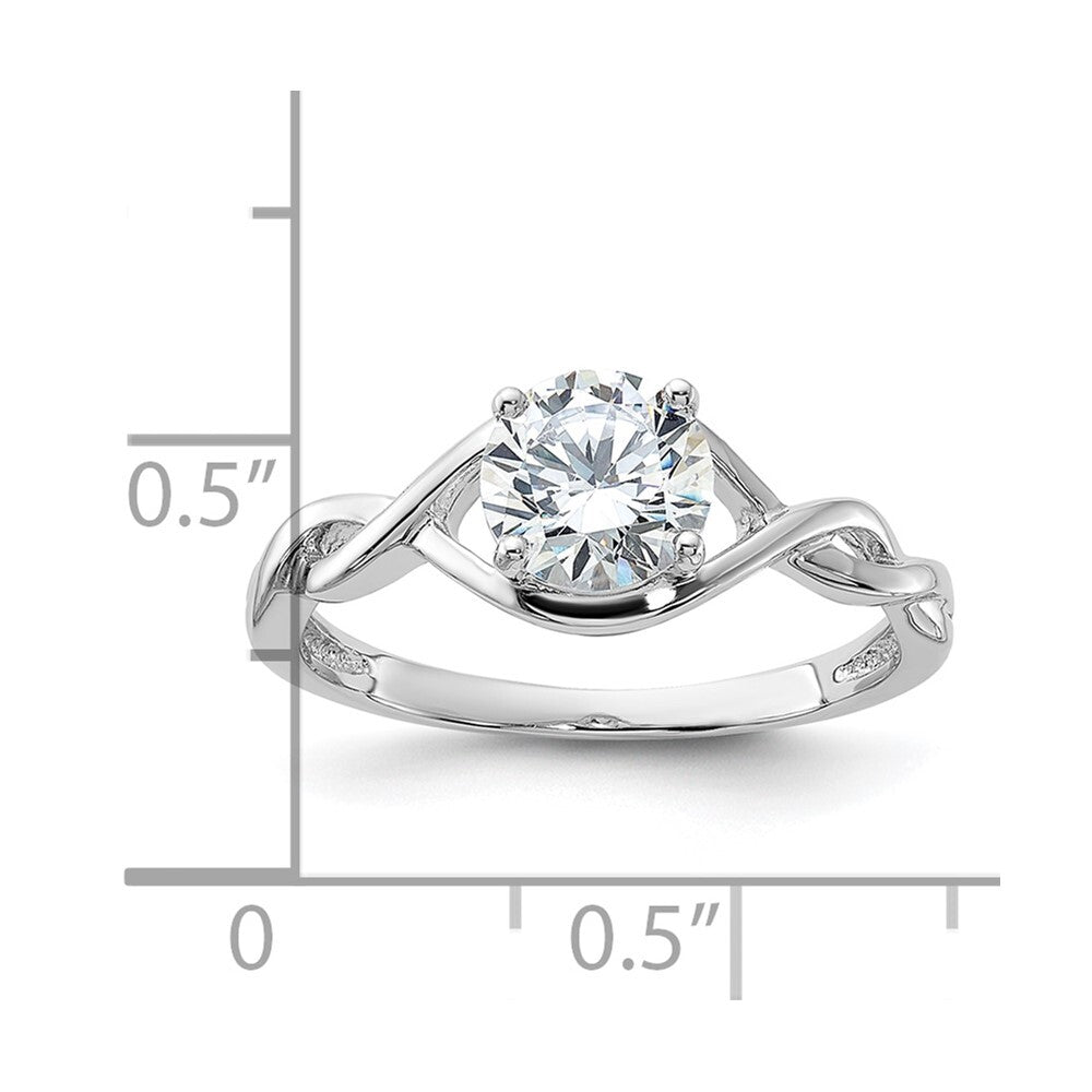 Sterling Silver Rhodium-plated 6.5mm Cubic Zirconia Twisted Ring Size 8