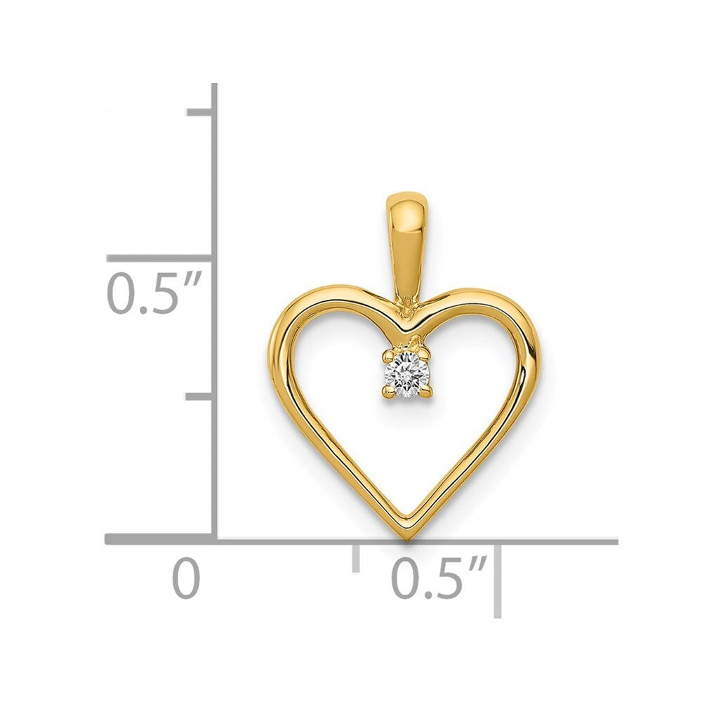 14k Yellow Gold AA .03ct. Diamond Heart Pendant for Women