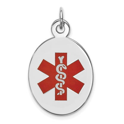 14k White Gold Red Enamel Medical Jewelry Pendant for Women