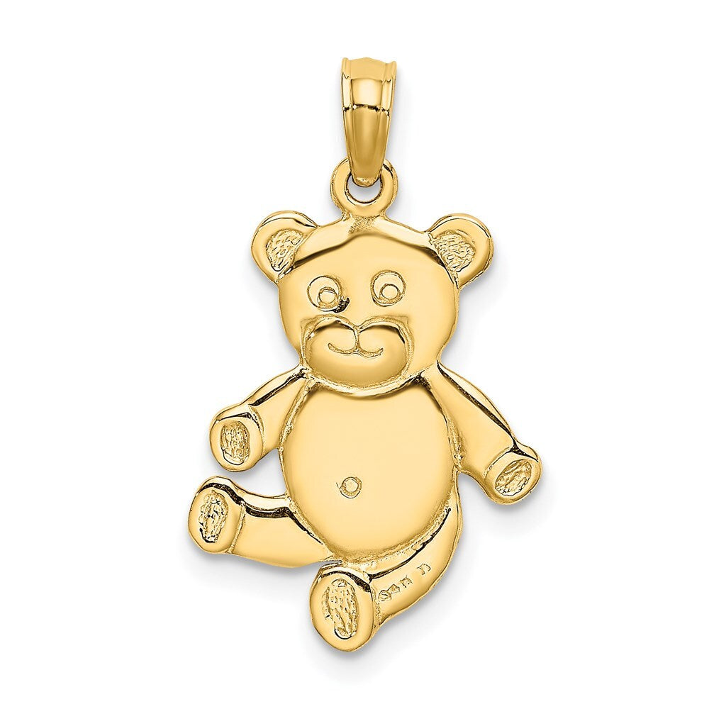 14k Yellow Gold Reversible Teddy Bear Charm Pendant for Women