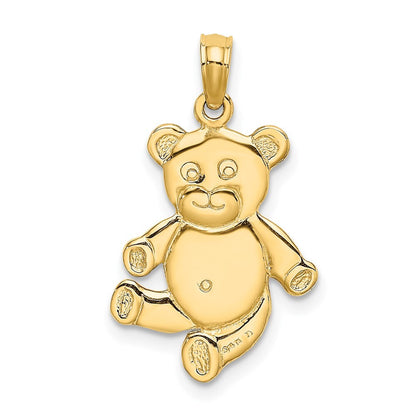 14k Yellow Gold Reversible Teddy Bear Charm Pendant for Women