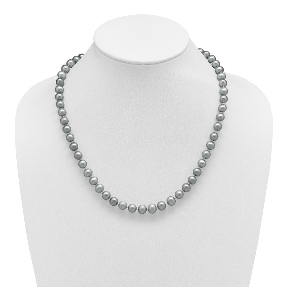 Sterling Silver Rhodium-plated 8-9mm Grey Cultured Pearl Necklace 20"