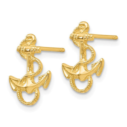 14k Yellow Gold Anchor with Rope Trim Earrings