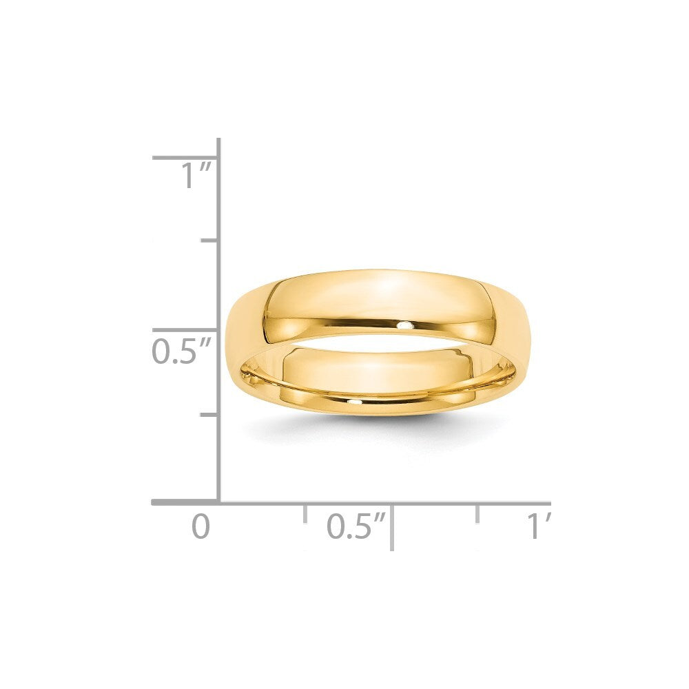 14K Yellow Gold Yellow Gold 5mm Lightweight Comfort Fit Wedding Band Size 7