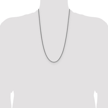 Sterling Silver Rhodium-plated 2.5mm Diamond-cut Square Spiga Chain