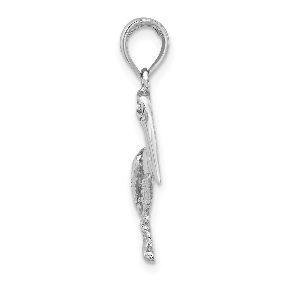 14k White Gold Standing Pelican Charm Pendant for Women