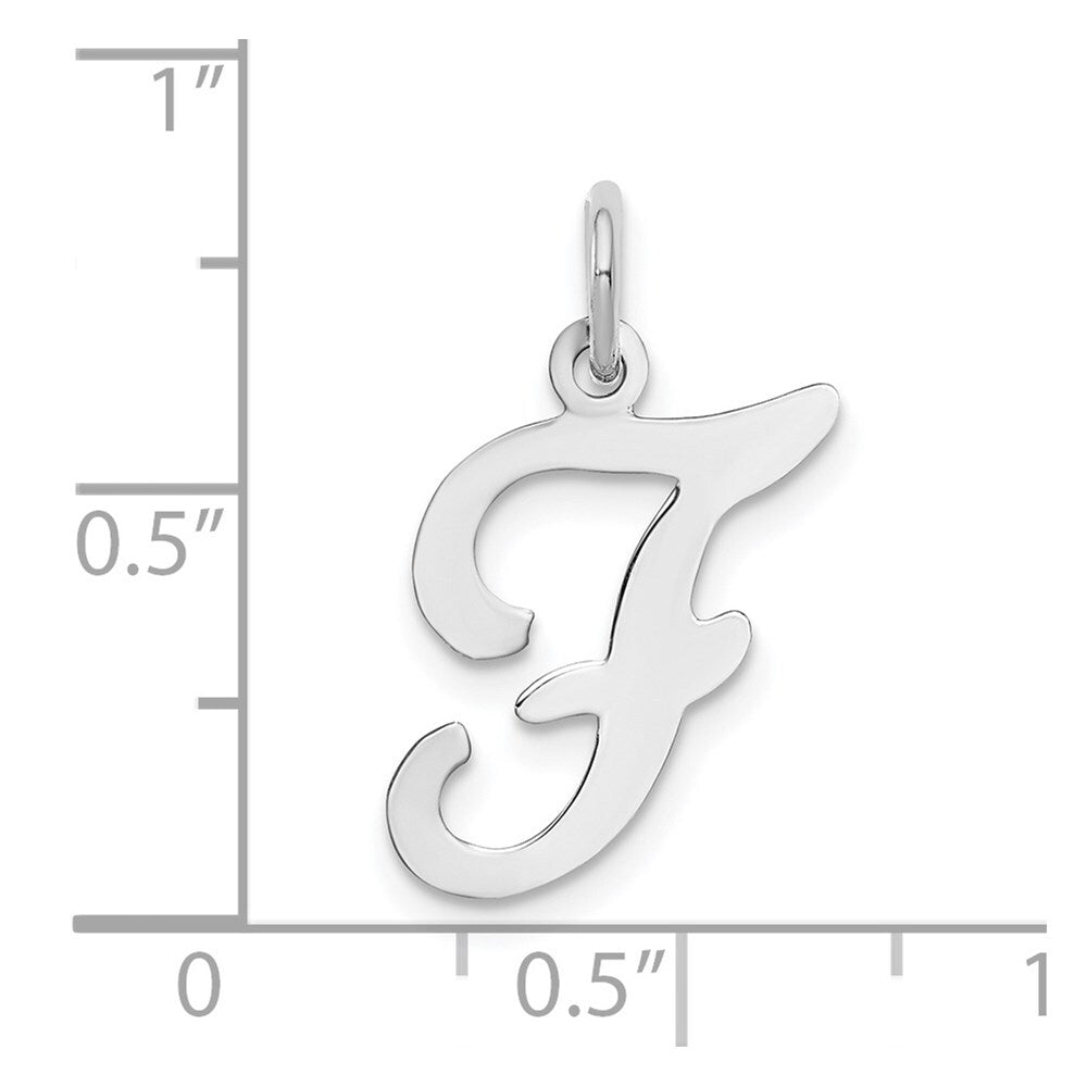 14k White Gold Script Letter F Initial Charm Pendant for Women