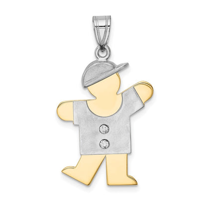 14k Two-Tone Gold AA Diamond Kid Pendant