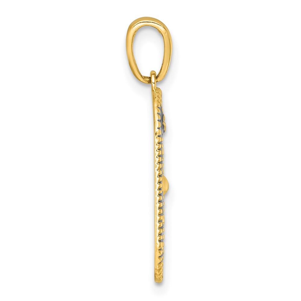 14k Yellow Gold with White Rhodium Polished Enamel Sun And Moon Charm