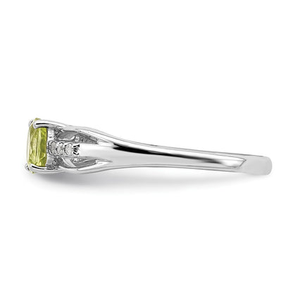 Sterling Silver Rhod-plated Diamond Peridot Ring Size 8