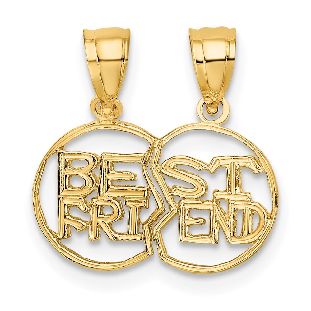 14k Yellow Gold 2-Piece Break-apart Cut-out BEST FRIEND Charm