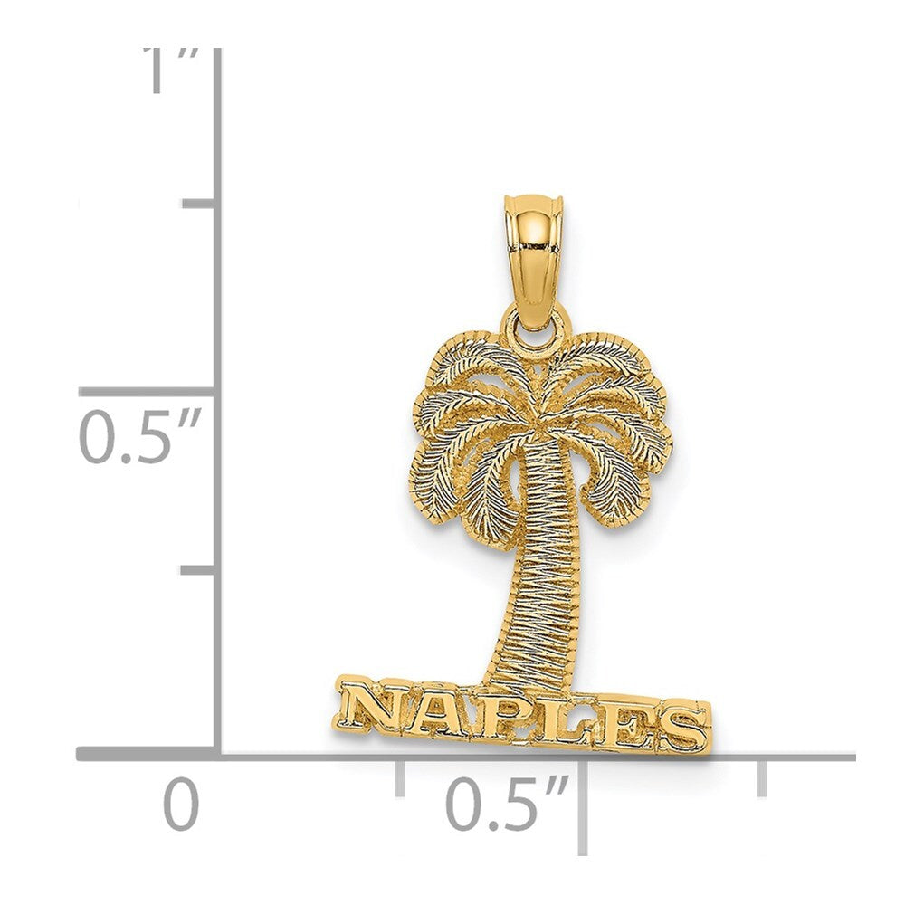 14k Yellow Gold NAPLES Palm Tree Charm Pendant for Women
