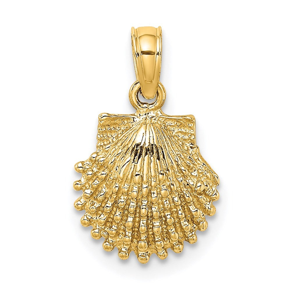 14k Yellow Gold Textured Scallop Shell Charm Pendant