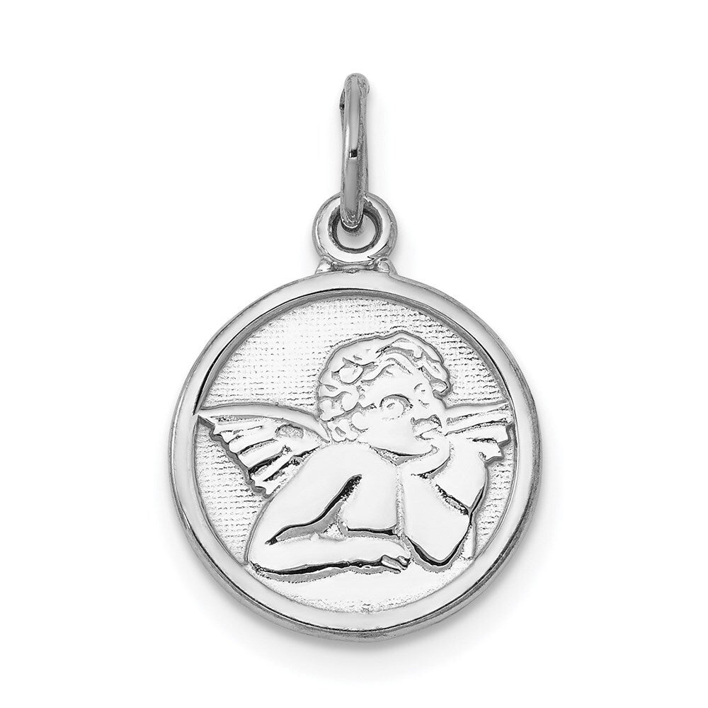 14k White Gold Polished Angel Charm Pendant for Women