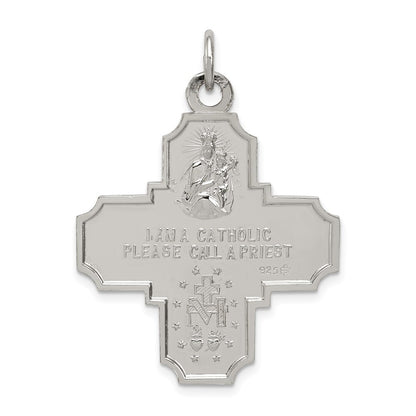 Sterling Silver 4-way Reversible Medal Pendant Holiday Gift for Women