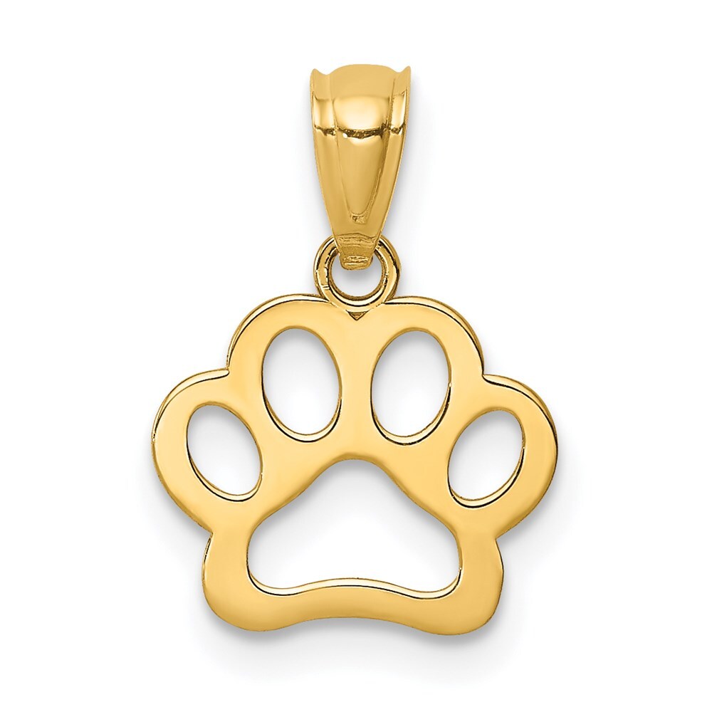 14k Yellow Gold Dog Paw Pendant for Women