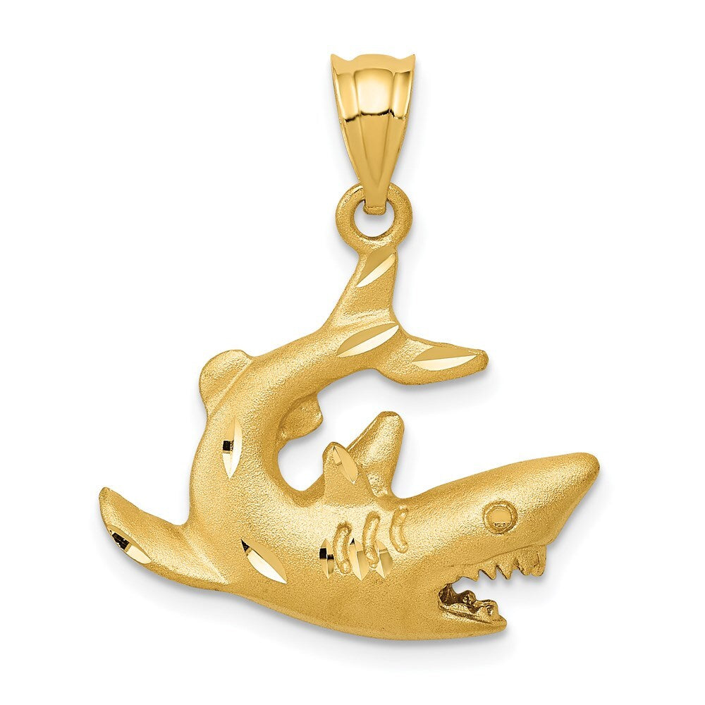 14k Yellow Gold Shark Pendant for Women