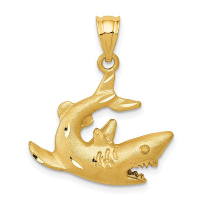 14k Yellow Gold Shark Pendant for Women
