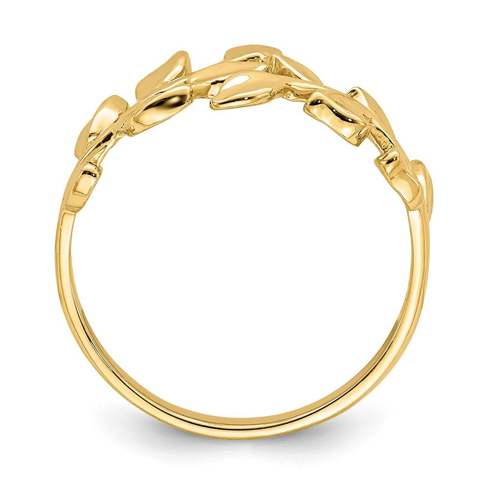14K Yellow Gold Polished Leaf Ring