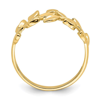 14K Yellow Gold Polished Leaf Ring